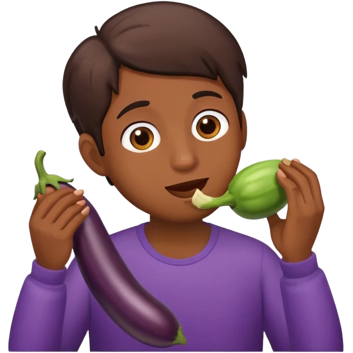 Human eating eggplant emoji