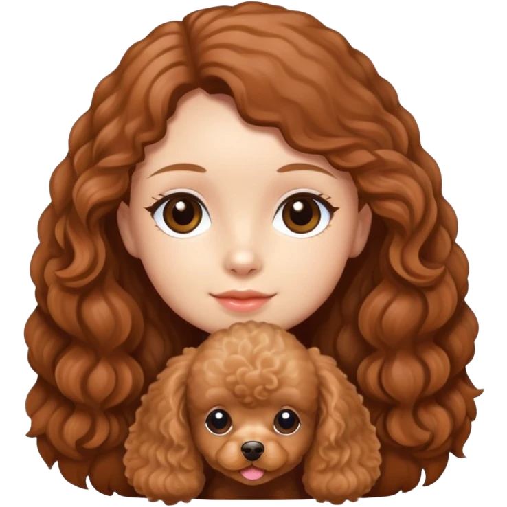 Long hair gir and apricot toy poodle emoji