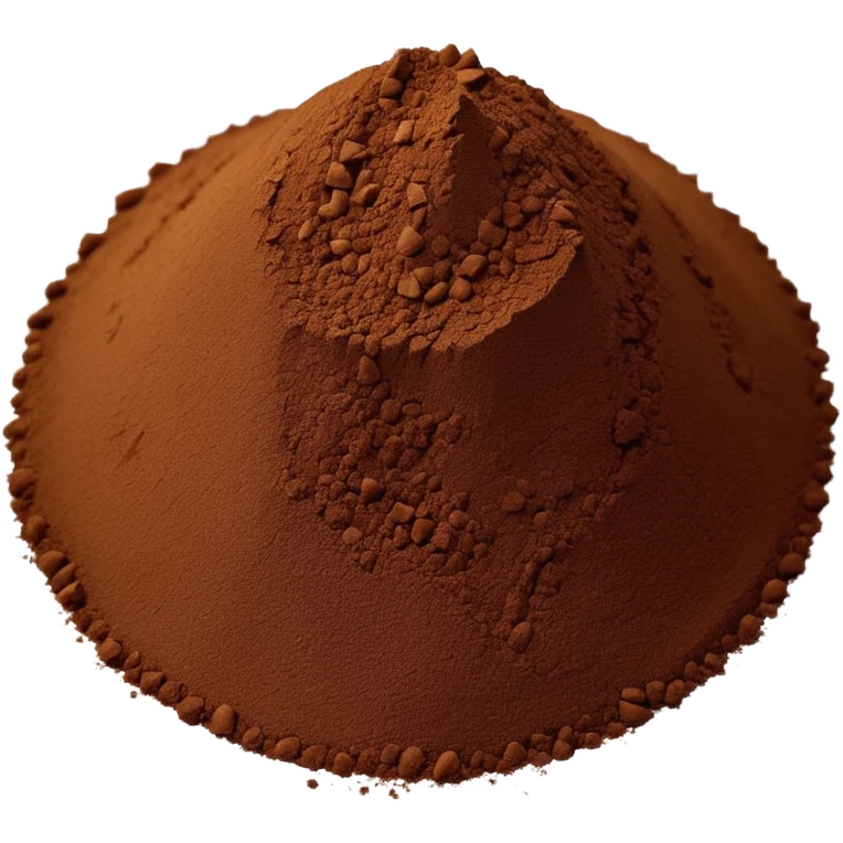 loose mound of finely ground dark brown chicory powder with soft matte texture, slightly uneven edges, gently rippled surface, light earthy grind, no scoop or jar, emoji scale, soft lighting, subtle shadows emoji