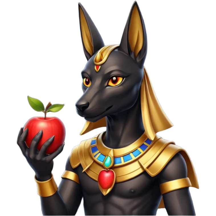 anubis god with an apple emoji