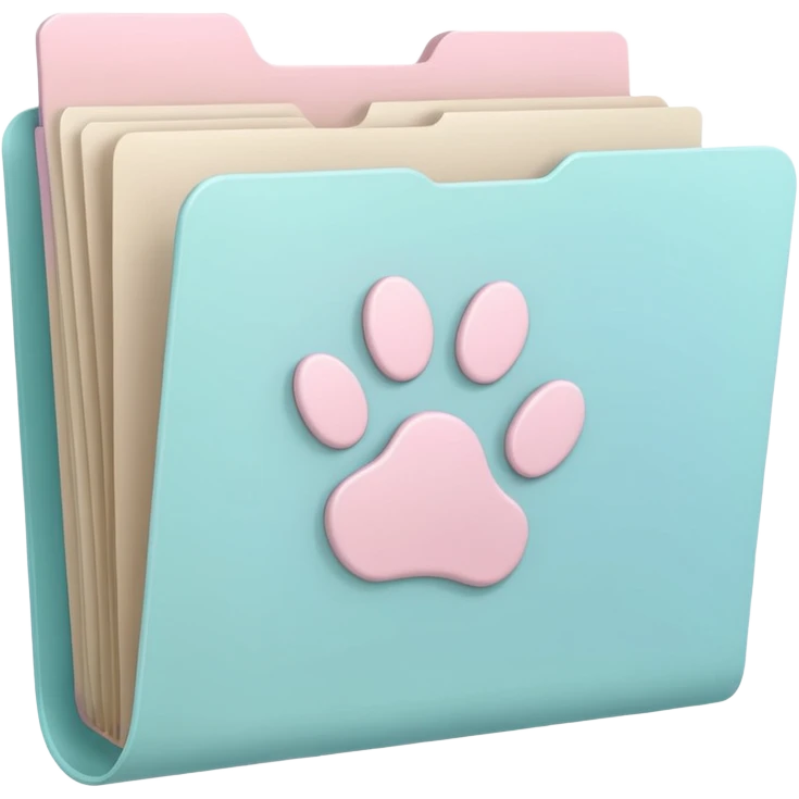 a pastel folder of documents with a pawprint on it emoji