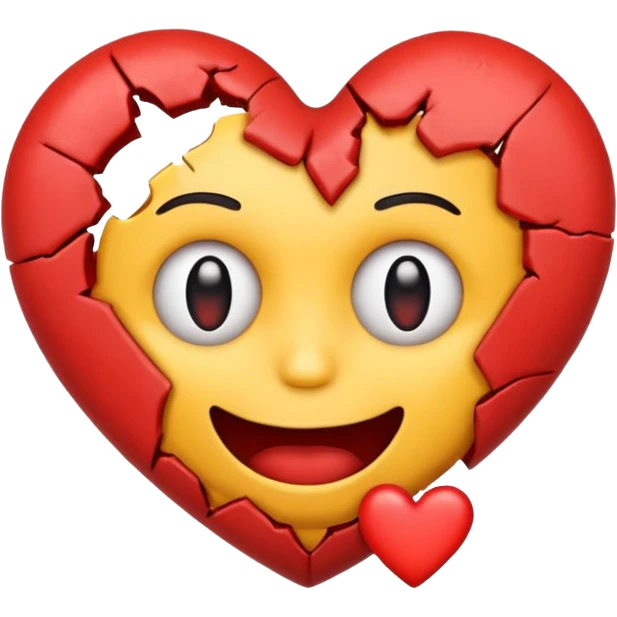 Emoji face holding a ripped out heart emoji