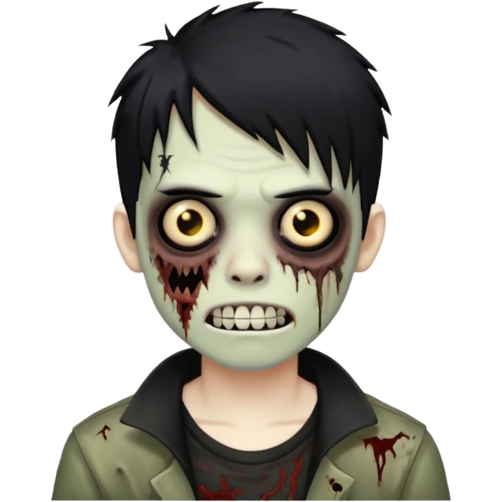 boy zombie with black hair emo Whith black grillz emoji