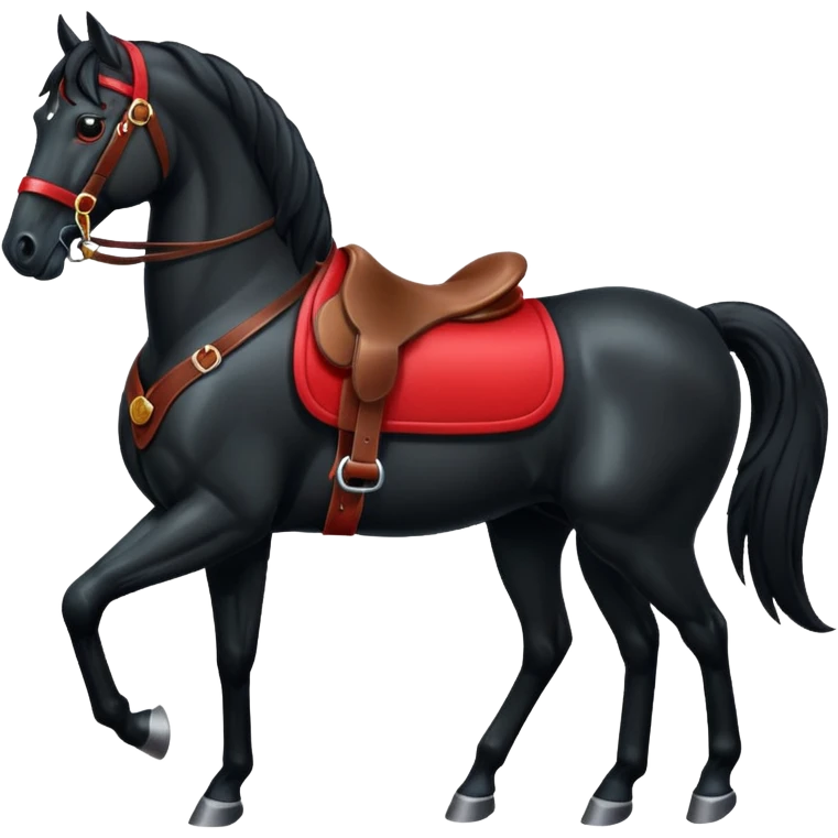 Black horse with red saddle  emoji