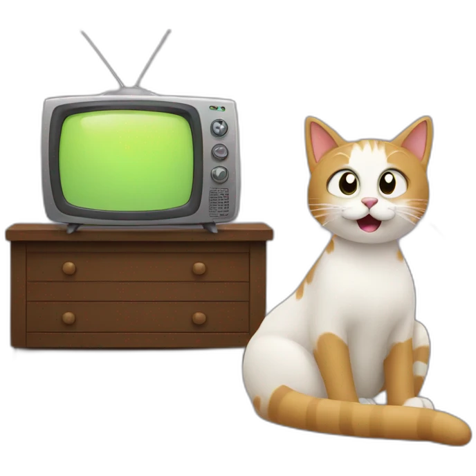 a cat watching tv emoji