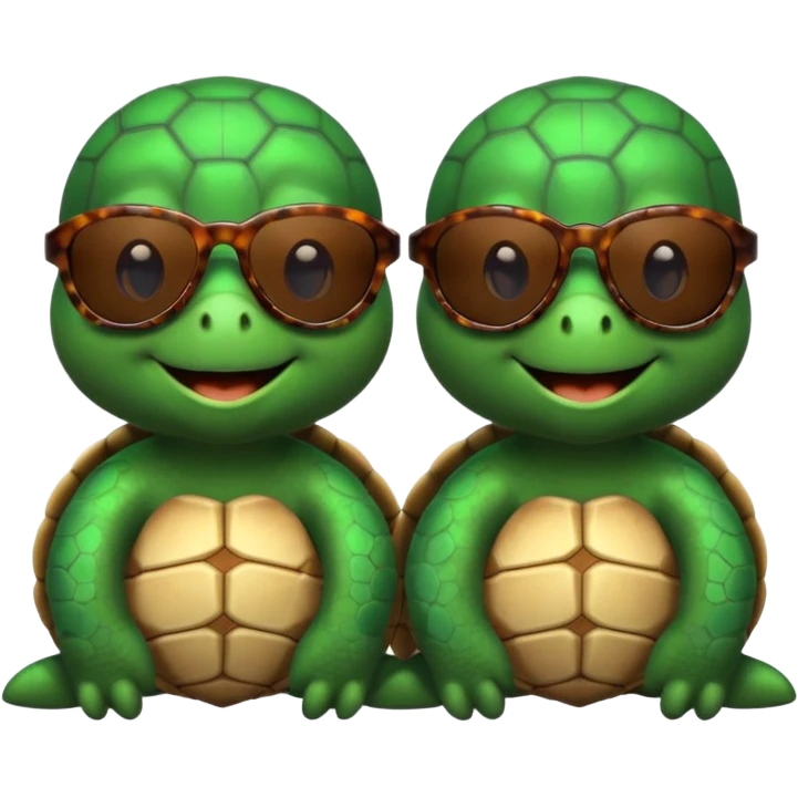 Turtle best friends sitting on beach emoji