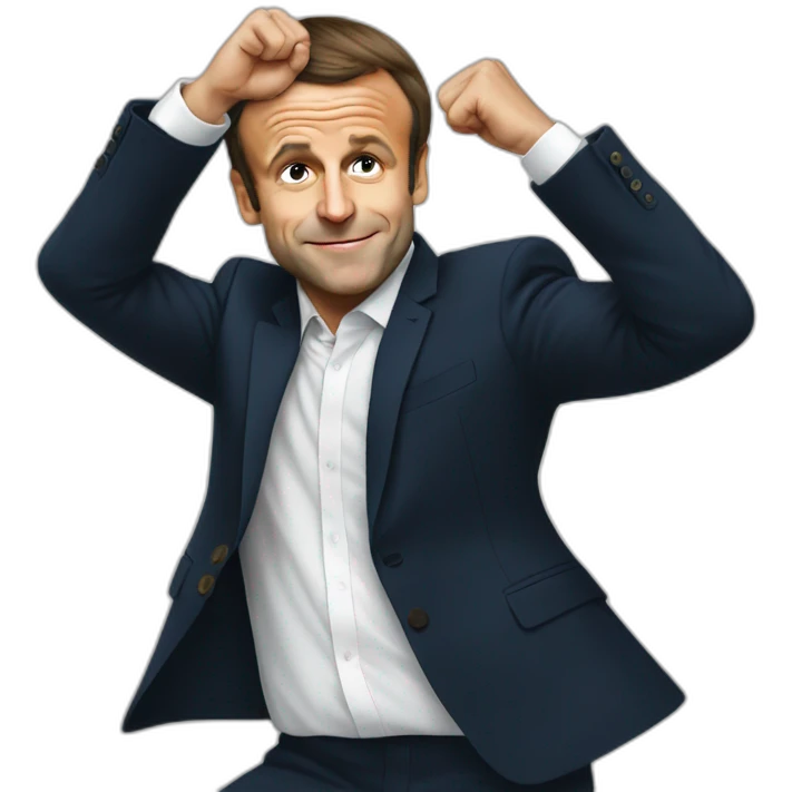 Emmanuel Macron doing dab emoji