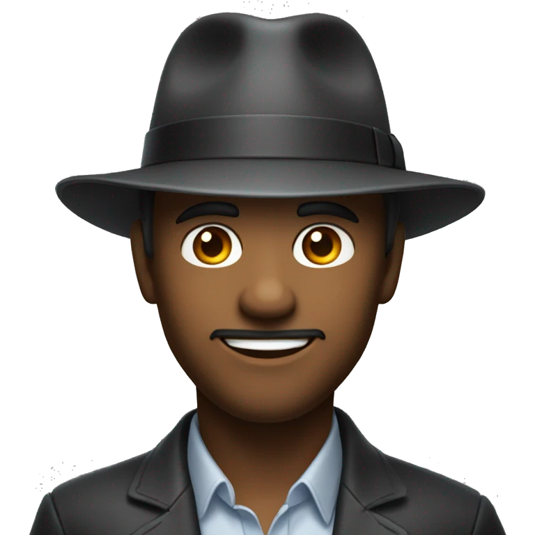 Man with fedora hat and a zesty look on his face emoji