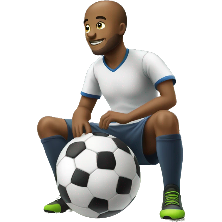 Man sit on a soccer ball emoji