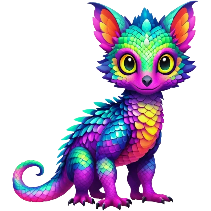 Exotic vibrant lush neon-colored Fakémon-Trico-creature (full body) emoji