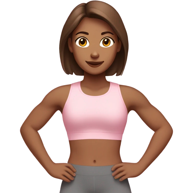 Brown hair white girl  in light pink clothes exercising emoji