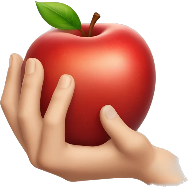 Hands holding red apple emoji