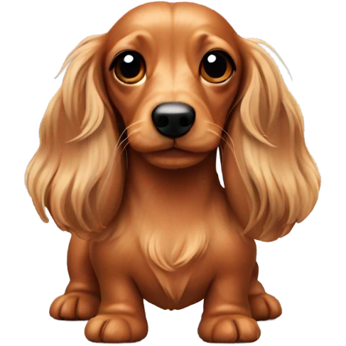 Mini long haired wiener dog with bows  emoji
