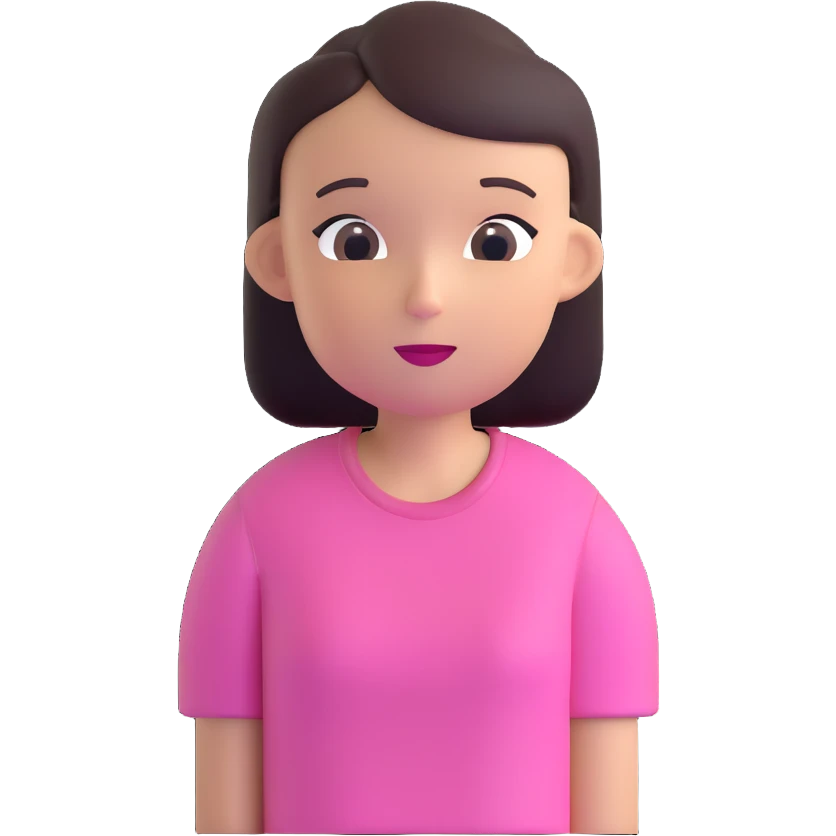 girl with oval-shaped head with flat top wearing a pink t-shirt emoji
