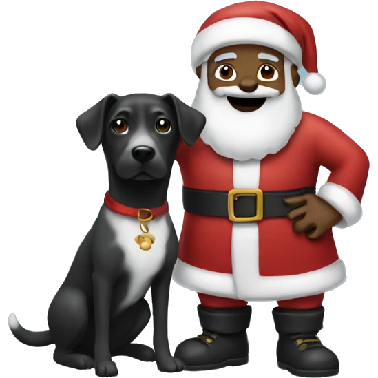 Black Santa and a dog emoji