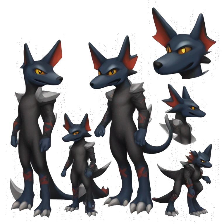 Black Cool Edgy Nargacuga-Garchomp-Houndoom-Sergal Fakémon with Edgy markings emoji