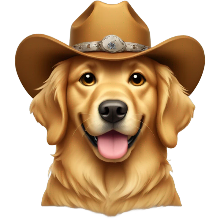 golden retriever wearing cowboy hat emoji