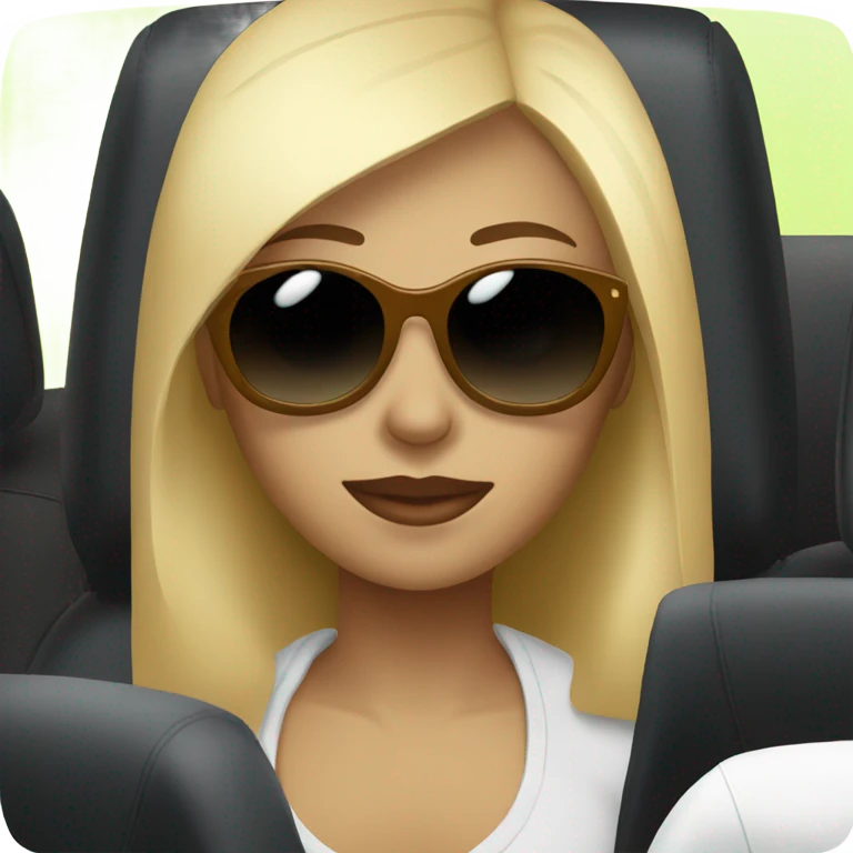 blonde girls with sunglasses black car emoji