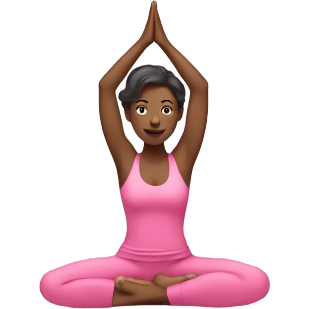 British woman in pink doing yoga emoji