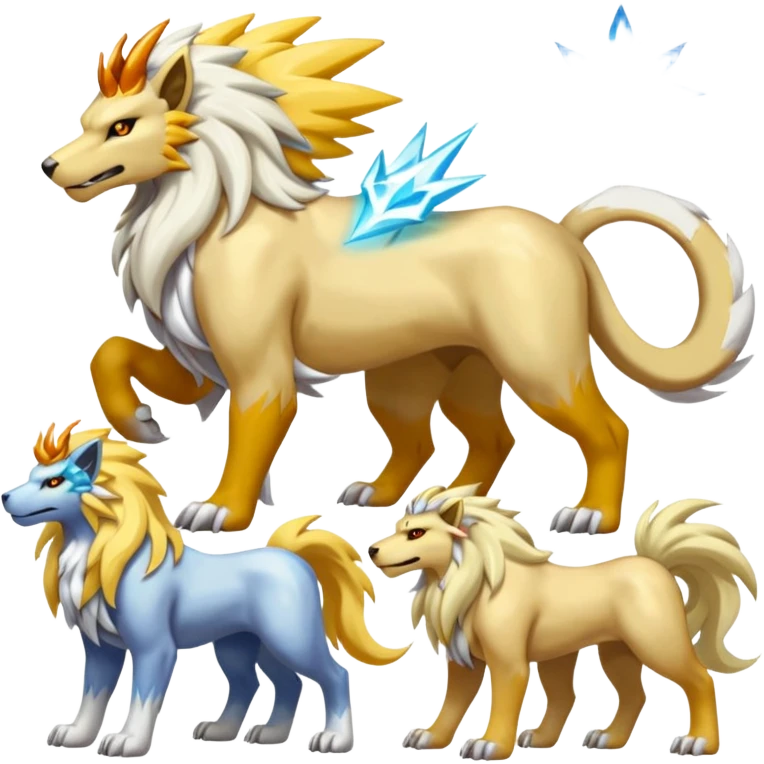Entei-Raikou-Solgaleo-Soleon-Celestia-Electrike-Manectric-fusion-creature (full body) emoji