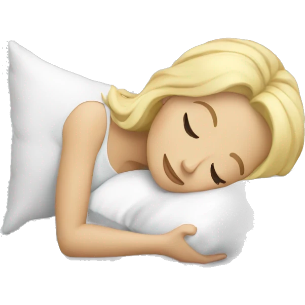 Blonde girl sleeping with pillow emoji