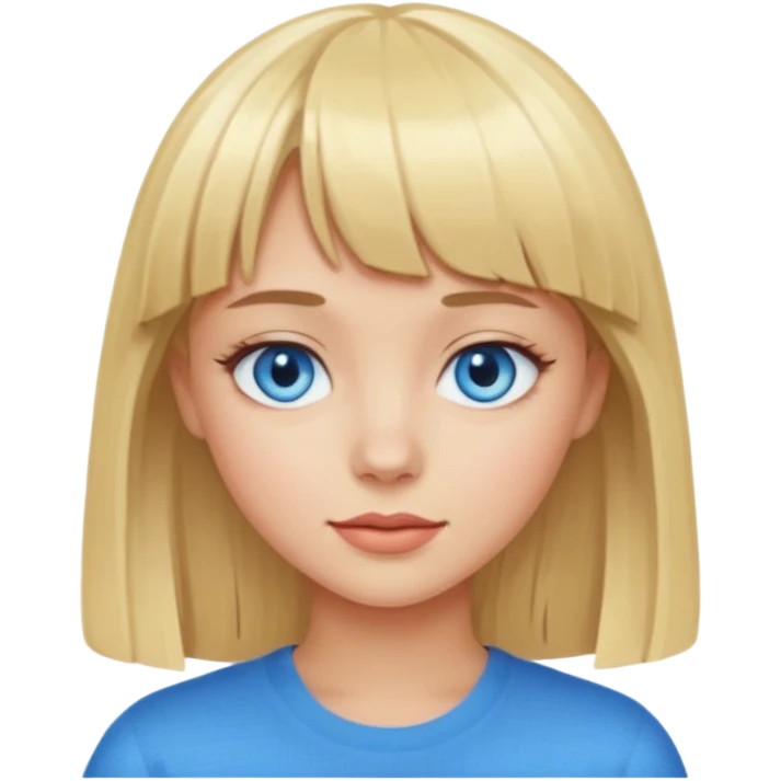 Blonde girl with bangs and blue eyes emoji