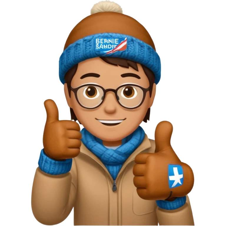thumbs up in bernie sanders brown mitten emoji