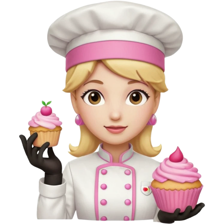 Pink chef hat princess peach with a hand emoji