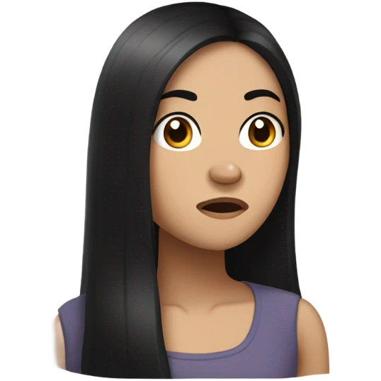 super annoyed white asian girl with long black hair emoji