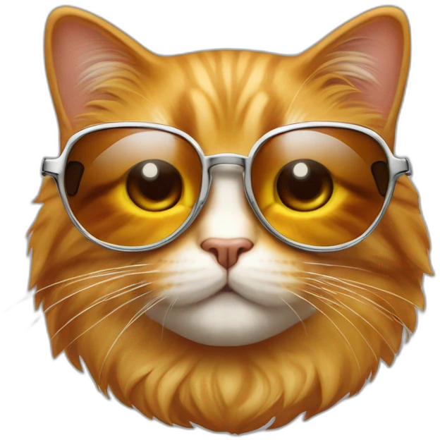 Un chat riche roux qui tient de l'argent avec des lunettes de soleil emoji