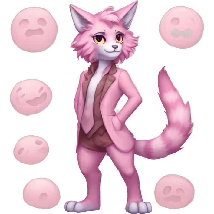 Anthropomorphic Anthro Pastel Pink Sona Lynx-Fakémon Furry Full Body emoji