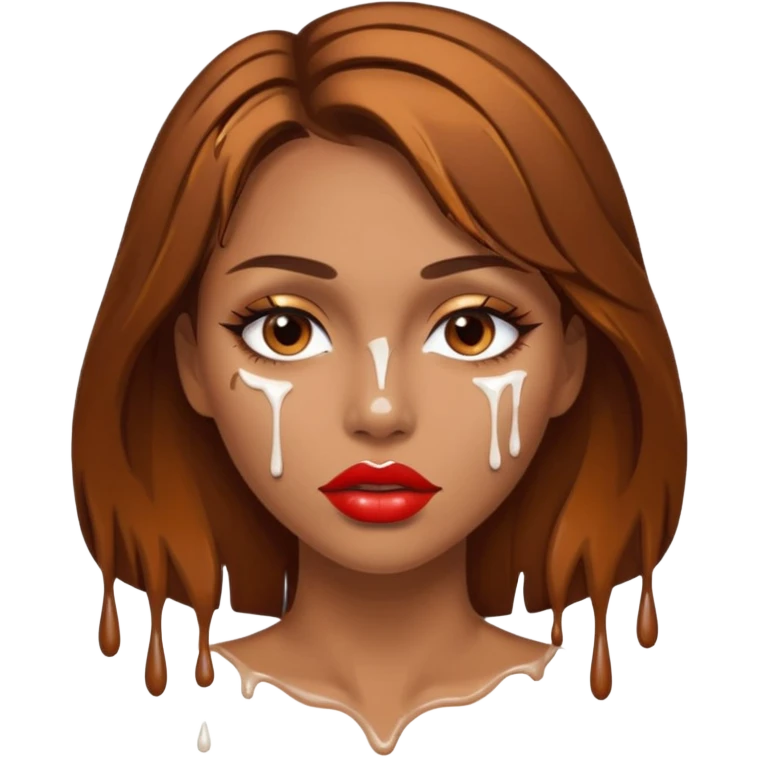 Brown Hair, Woman, white paint drip, face, hot, Sexy, lips emoji