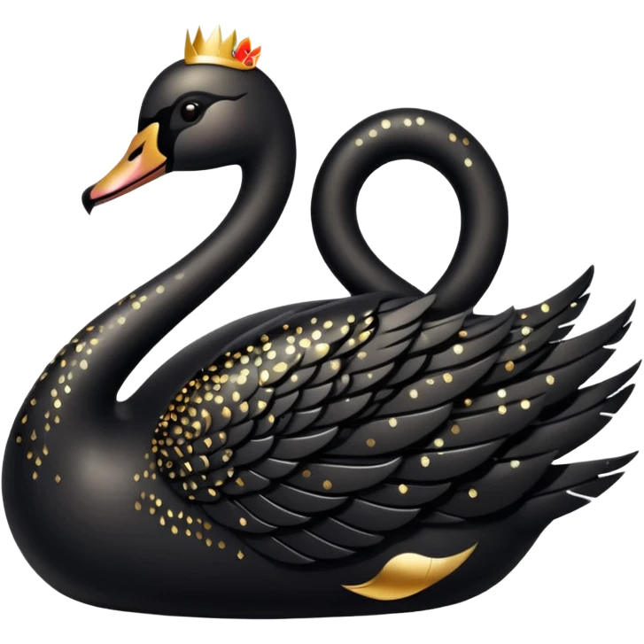 Shining black swan with gold sparkling details  emoji