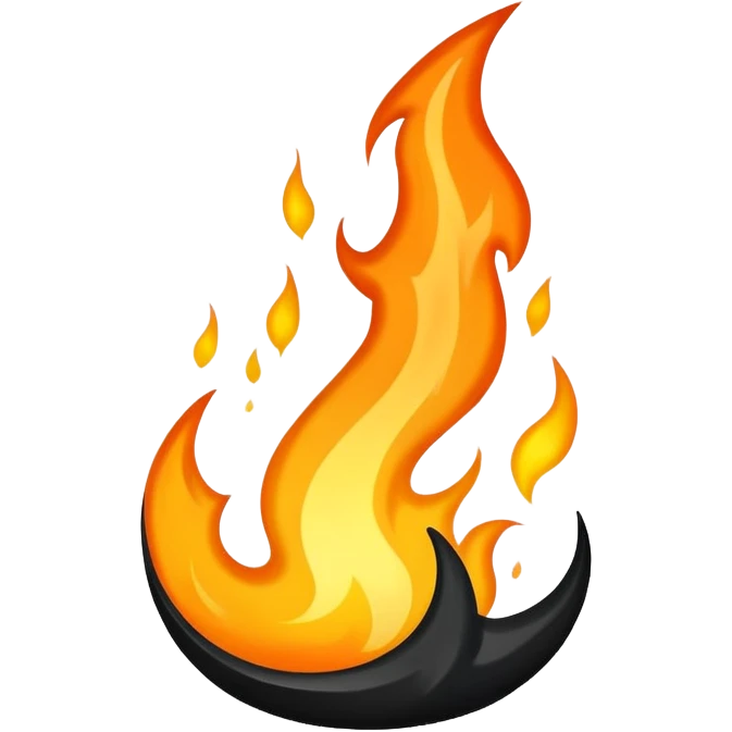 A glowing white and black flame emoji