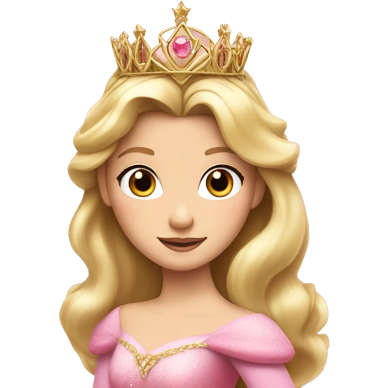 Princess Aurora with gold tiara pink dress   emoji