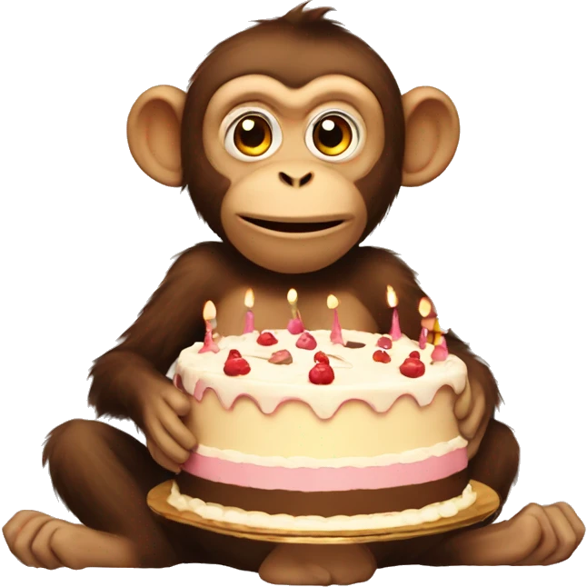 monkey with cake emoji