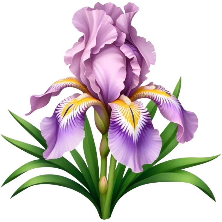 big bouquet Soft Pink Iris, luxuriant, leaf, bud emoji