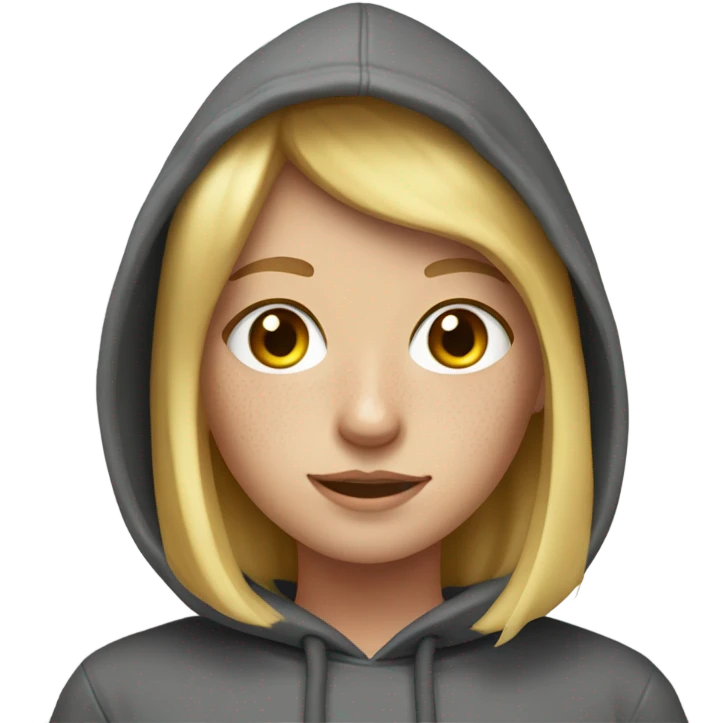 Blond girl with freckles and a hoodie emoji