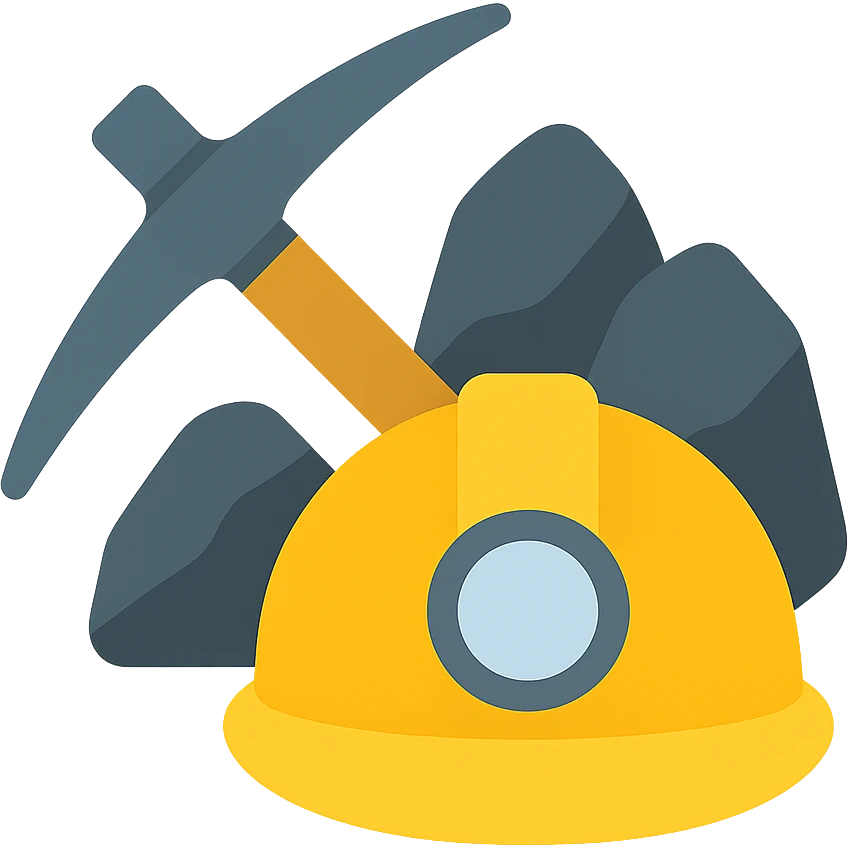 mining industry scene with a pickaxe and helmet emoji