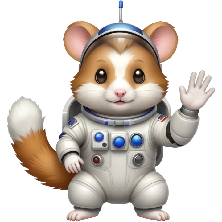 space hamster in a spacesuit waving his hand emoji