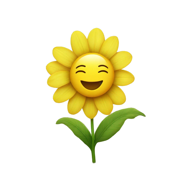 Yellow Flower with smiling face emoji