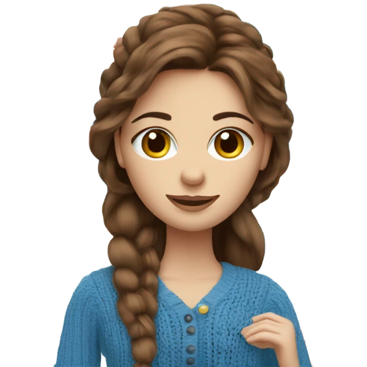 beautiful finnish brown hair woman with blue eyes knitting floral  emoji