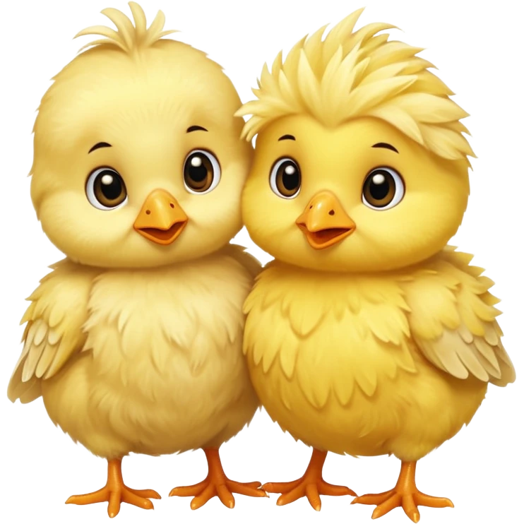 Two baby chicks hugging emoji