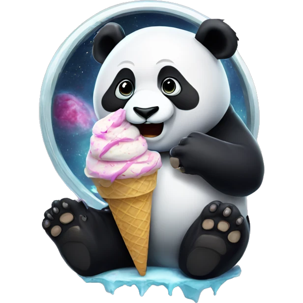 Panda eating ice cream in space  emoji