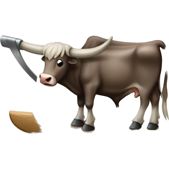 oxen drawing wooden plough emoji