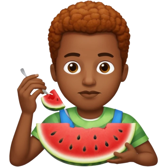 black man eating watermelon and chicken emoji