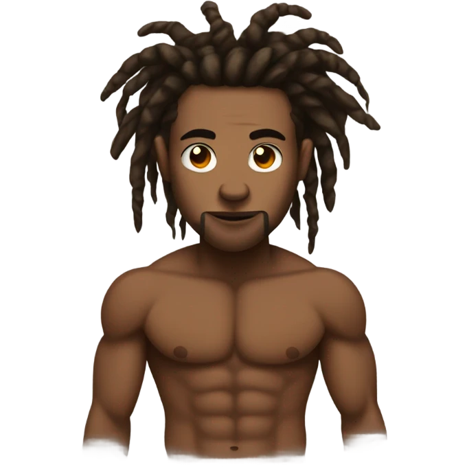 Flexing brown with tattoos and long dreadlocks  emoji
