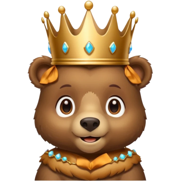 Bear Prince – brown bear cub with a shiny bronze crown, gentle smile. emoji