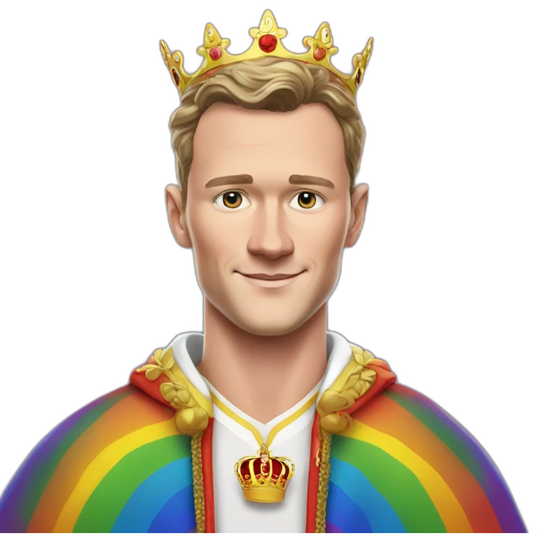 Jonathan Toews as a rainbow king with a royal robe on emoji
