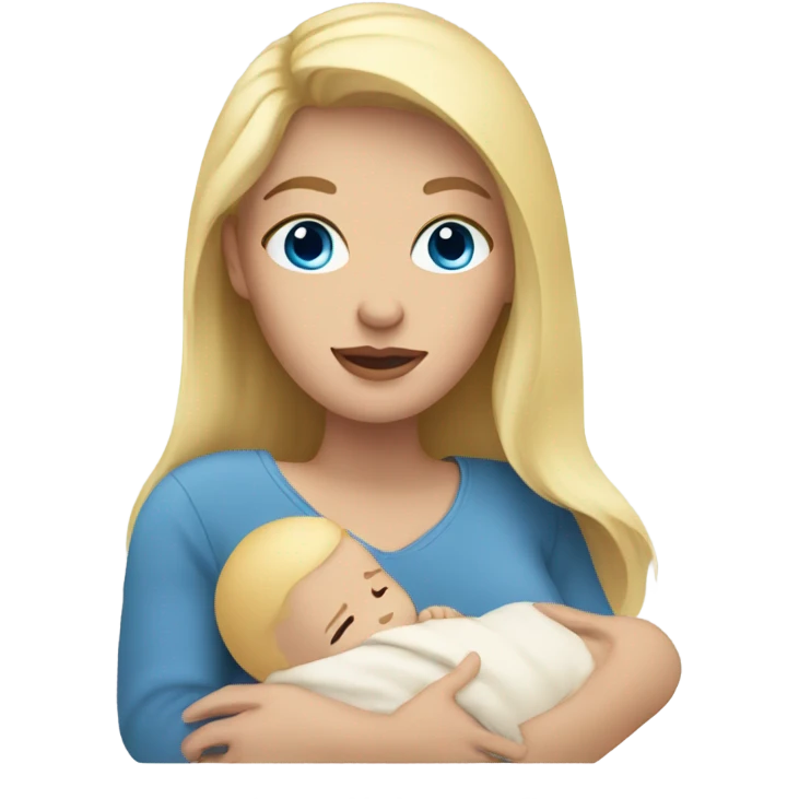 A woman with blonde hair and blue eyes holding a baby  emoji